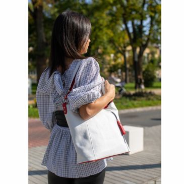 Valódi bőr női táska fehér kék piros színben