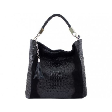 Olasz Valódi bőr női válltáska fekete színben