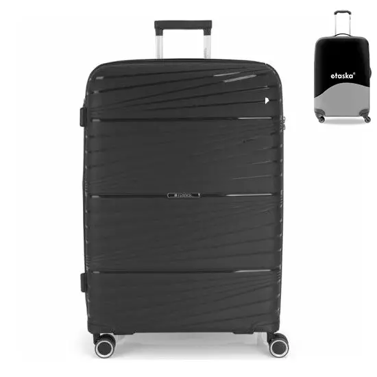 Gabol bőrönd nagy méret GA-1220L Black ajándék bőröndhuzattal