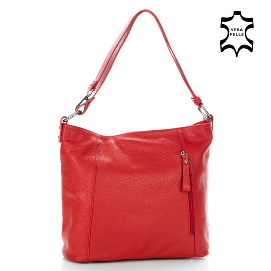 Valódi bőr női táska piros színben*