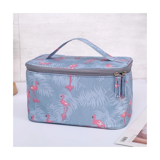 Kozmetikai táska M13 LightBlue Flamingó mintával