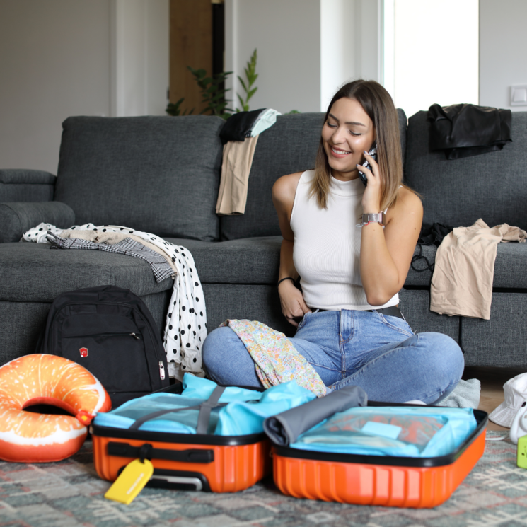 Bőröndrendező táskák utazáshoz 6 db-os szett bordó virágos