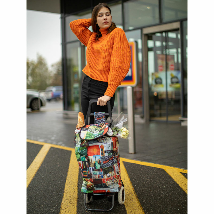 Amica Moda gurulós bevásárlókocsi New York mintával