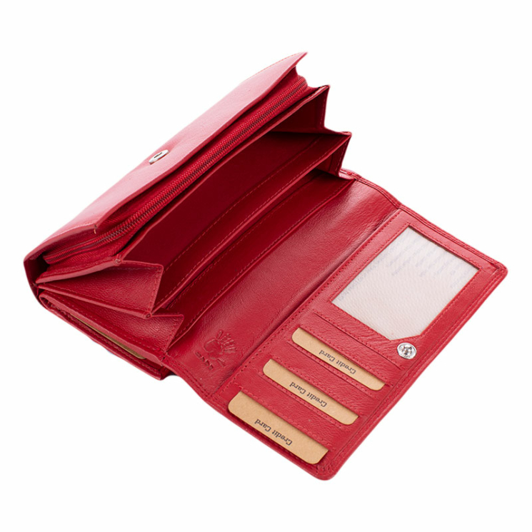 NATURALE Valódi piros brifkó pénztárca RFID rendszerrel