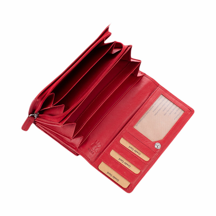 NATURALE Valódi piros brifkó pénztárca RFID rendszerrel