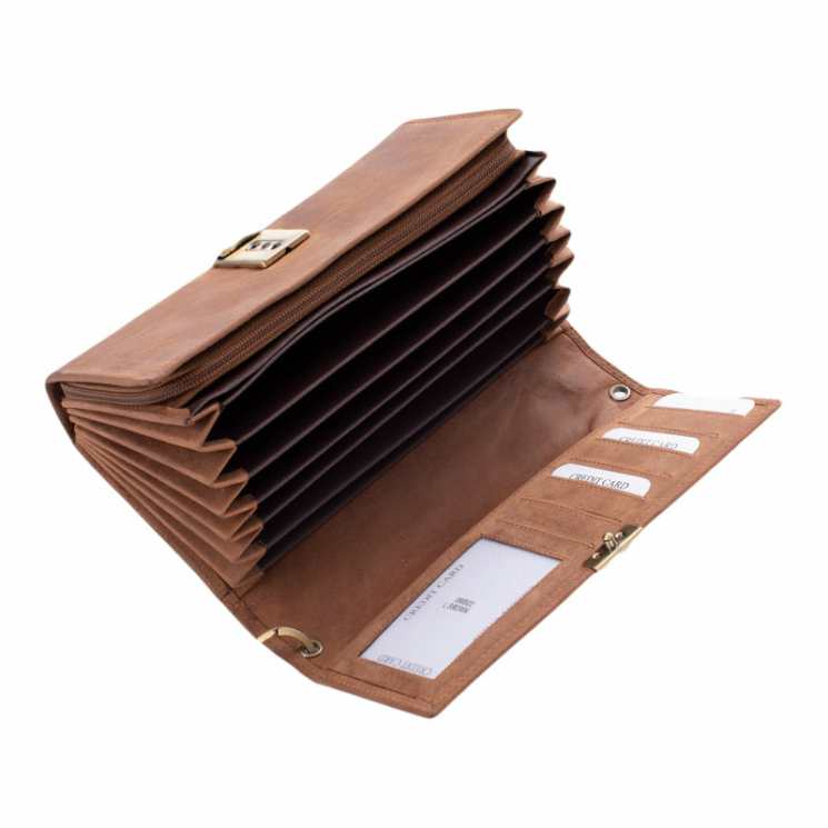 Virágos valódi bőr pincér pénztárca