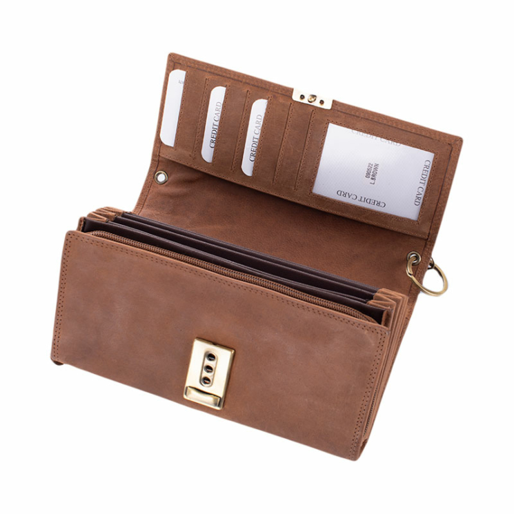 Virágos valódi bőr pincér pénztárca