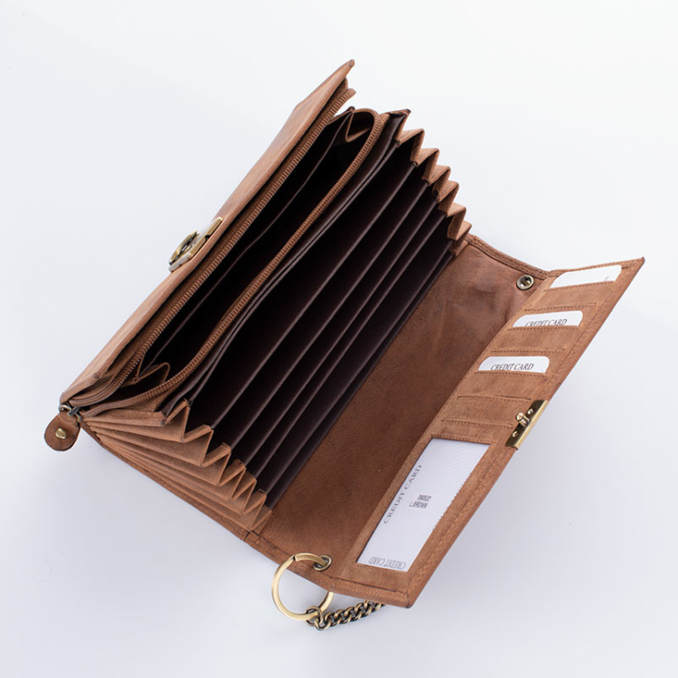 Virágos valódi bőr pincér pénztárca