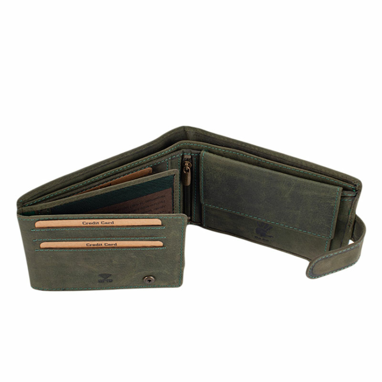 Giulio vadász pénztárca  traktor mintával RFID rendszerrel zöld színben