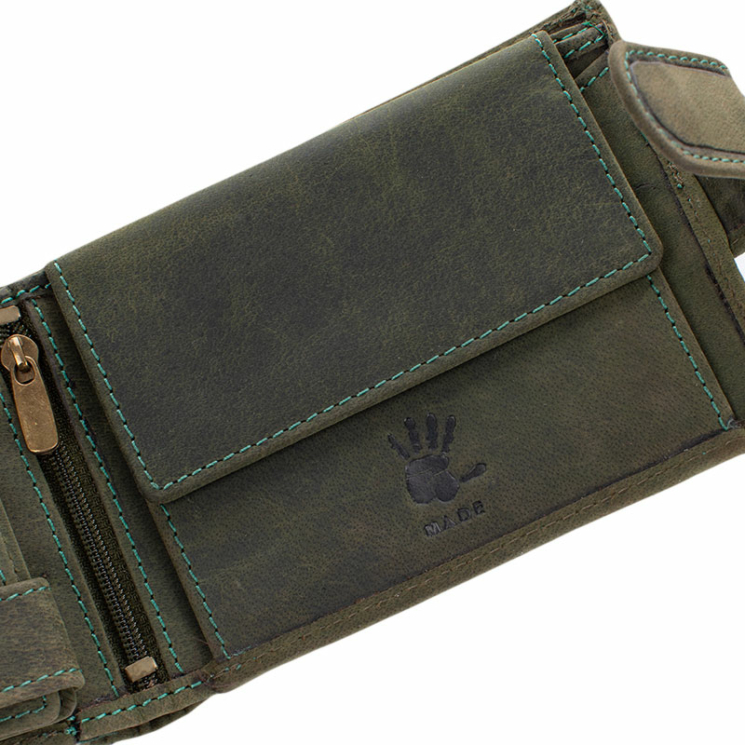 Giulio vadász pénztárca  traktor mintával RFID rendszerrel zöld színben