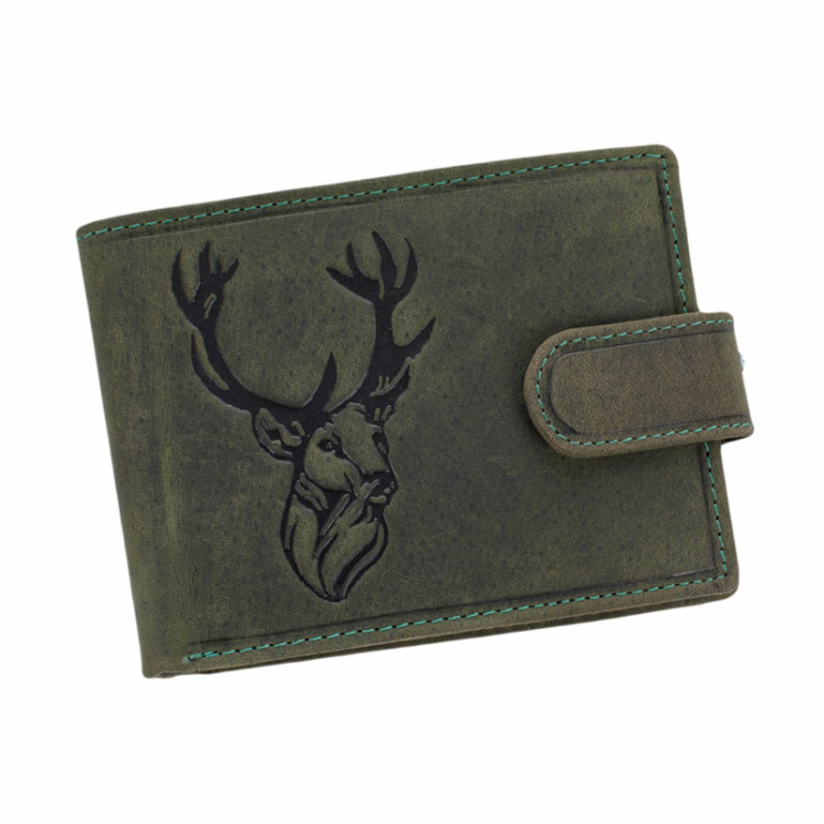 Giulio vadász pénztárca  szarvas mintával RFID rendszerrel zöld színben