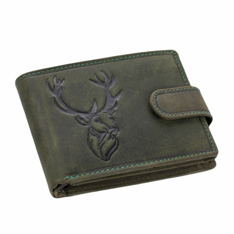 Giulio vadász pénztárca  szarvas mintával RFID rendszerrel zöld színben