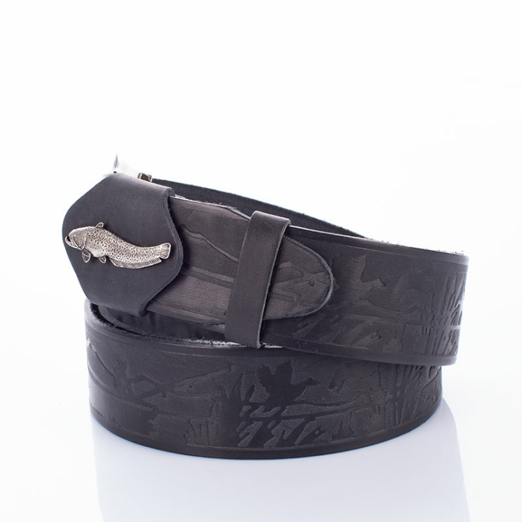 Horgász öv harcsa mintával fekete színben 125 cm