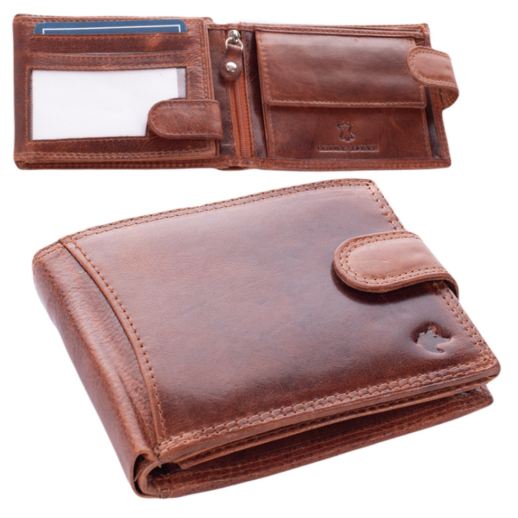 Prémium valódi bőr férfi pénztárca díszdobozban RFID védelemmel