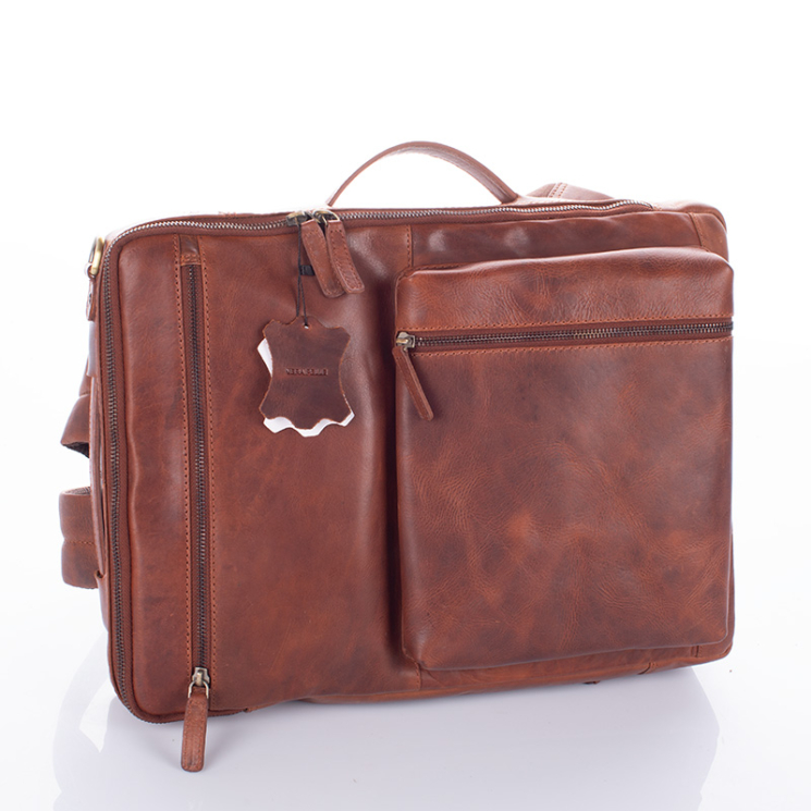 Giulio 3 funkciós Valódi bőr férfi hátizsák barna színben 