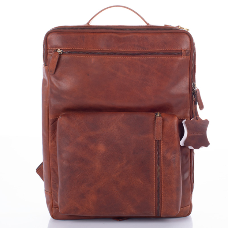 Giulio 3 funkciós Valódi bőr férfi hátizsák barna színben 