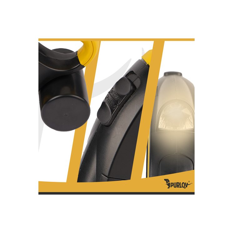 Automata kutyapóráz 10–25 kg-ig, LED-es zseblámpával, zacskó adagolóval, 5 m 