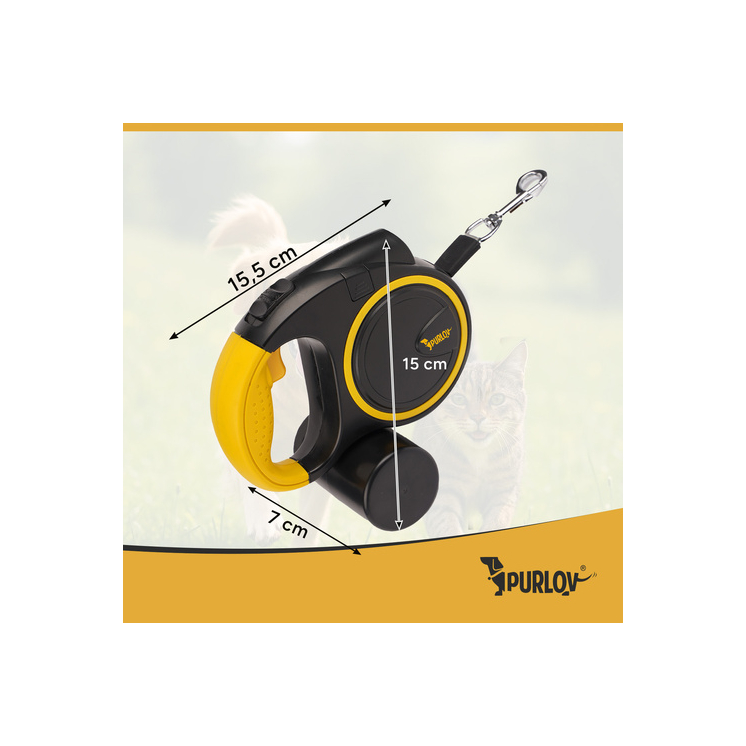 Automata kutyapóráz 10–25 kg-ig, LED-es zseblámpával, zacskó adagolóval, 5 m 