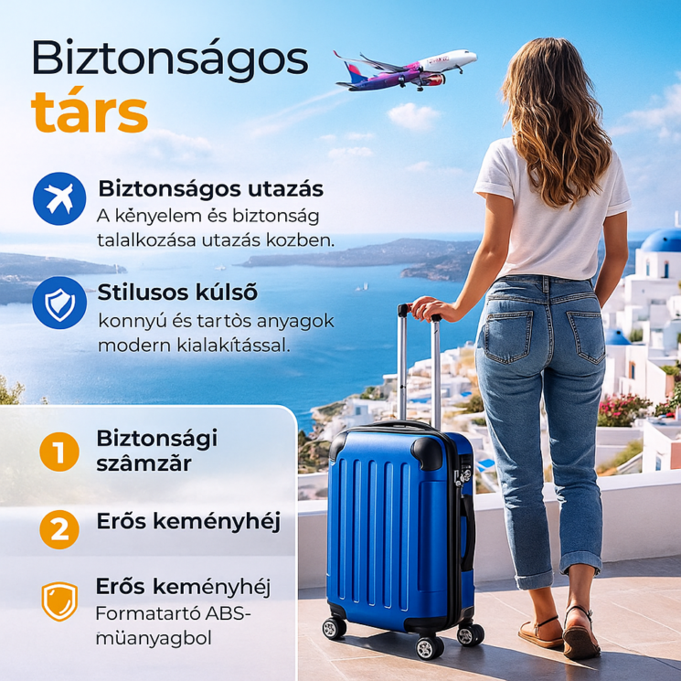 Keményfalú Bőrönd kabin méret: 55 x 40 x 20 cm kivehető  dupla  kerékkel