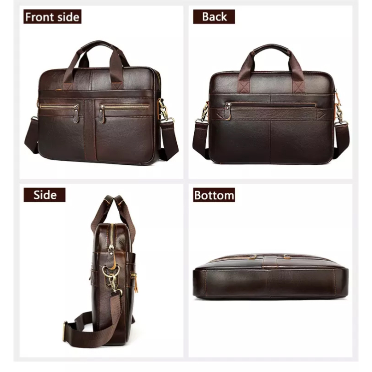 Valódi bőr üzleti táska fekete színben