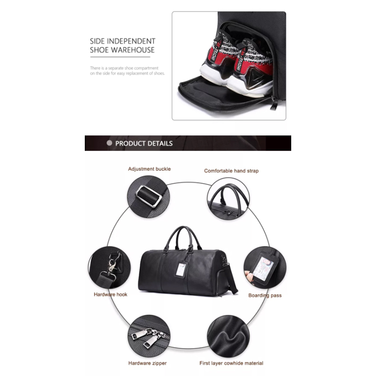 Valódi bőr utazótáska cipőtartós