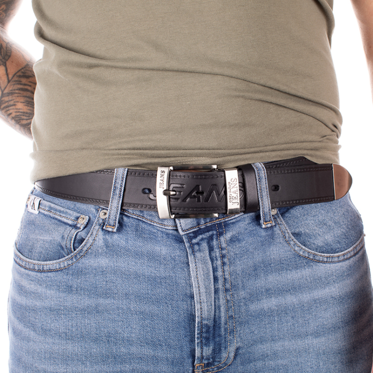 JEANS Valódi bőr férfi öv 130 cm