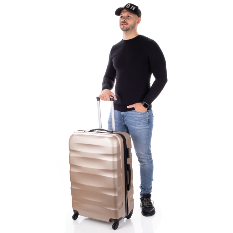 Travelway by Etaska 3 db-os bőrönd szett pezsgő színben