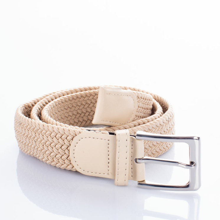Bőr-szövet bézs színű rugalmas öv
