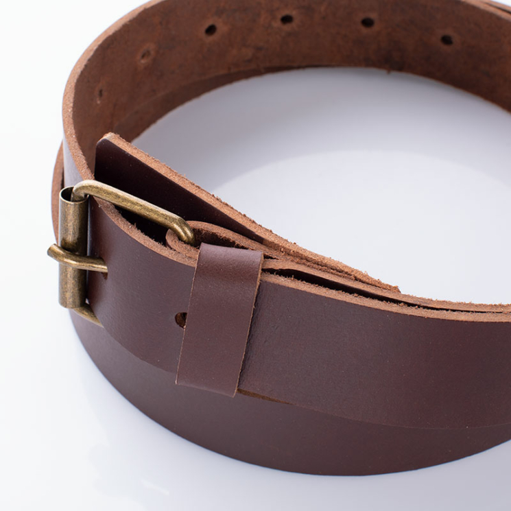 Katonai Bőr öv Sötétbarna 140 cm