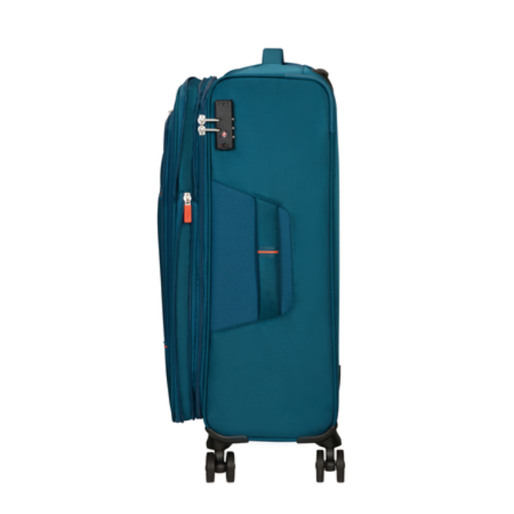 American Tourister Crosstrack Spinner bővíthető bőrönd 67 cm Navy/Orange színben