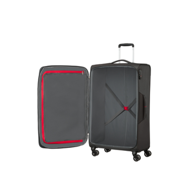 American Tourister Crosstrack Spinner bővíthető bőrönd 79 cm Grey/Red színben