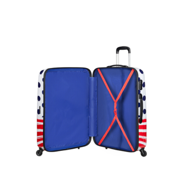 American Tourister Disney Legends Minnie Blue Dots Spinner bőrönd 75 cm-es