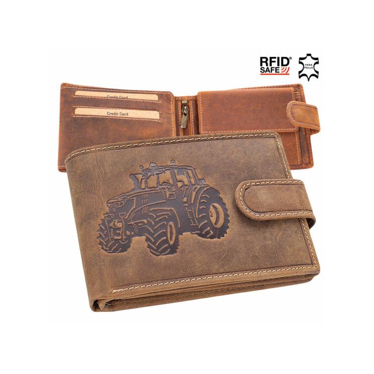 Giulio  pénztárca bőr díszdobozban traktor mintával RFID rendszerrel