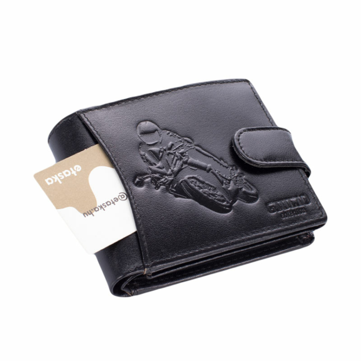 Motoros bőr férfi pénztárca díszdobozban RFID rendszerrel