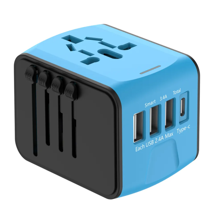 Utazási kiegészítők Világ adapter USB Töltővel Kék