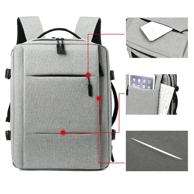 Kabin méretű laptophátizsák USB csatlakozóval / bővíthető