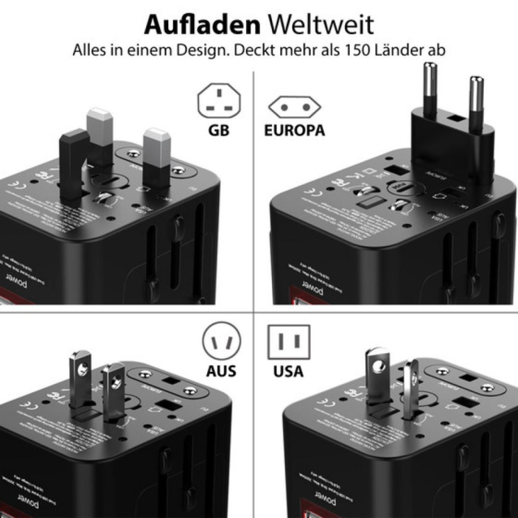 Utazási kiegészítők Világ adapter USB Töltővel ajándék tartóval Arcas TA-01