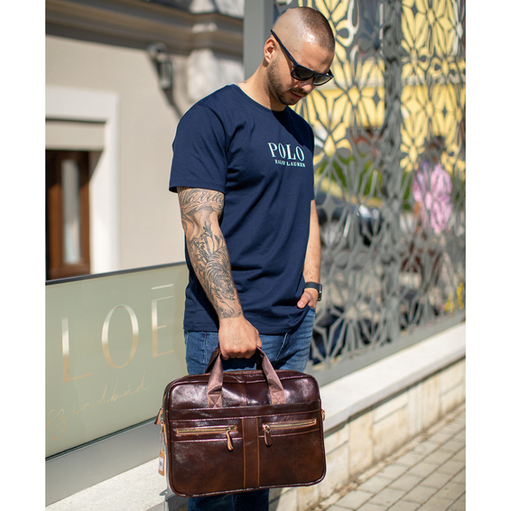 Valódi bőr üzleti táska fekete színben