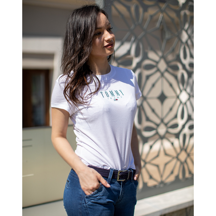 Bőr-szövet rugalmas öv kék színben