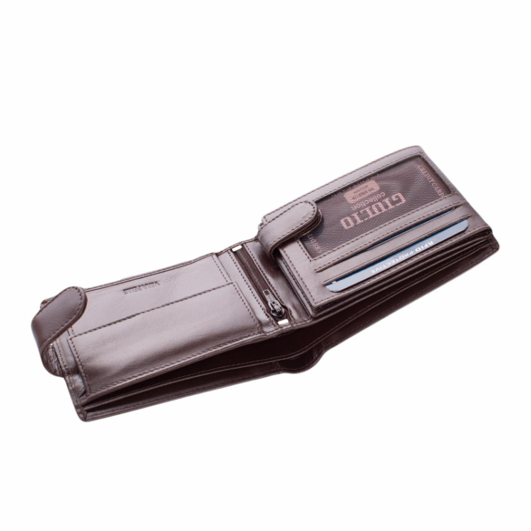 GIULIO valódi bőr férfi pénztárca RFID rendszerrel barna színben ( 8 kártyatartó )