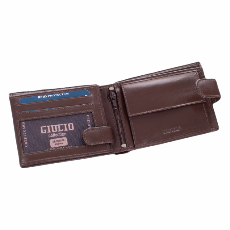 GIULIO valódi bőr férfi pénztárca RFID rendszerrel barna színben ( 8 kártyatartó )