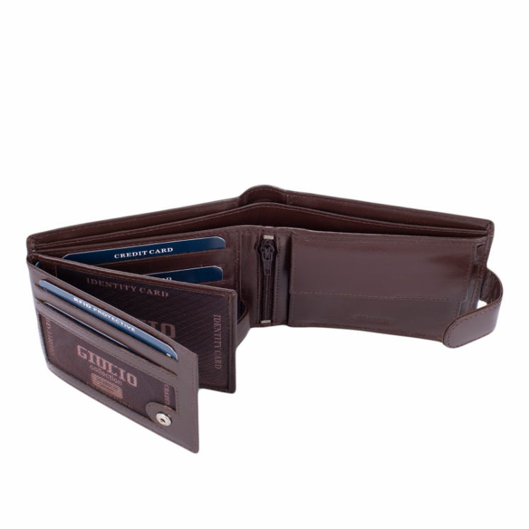 GIULIO valódi bőr férfi pénztárca RFID rendszerrel barna színben ( 8 kártyatartó )