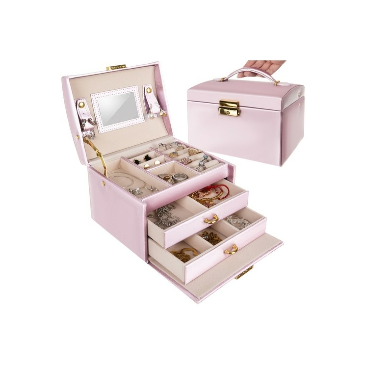 BEAUTYLUSHH 3 részes ékszerdoboz, bársony béléssel rose színben