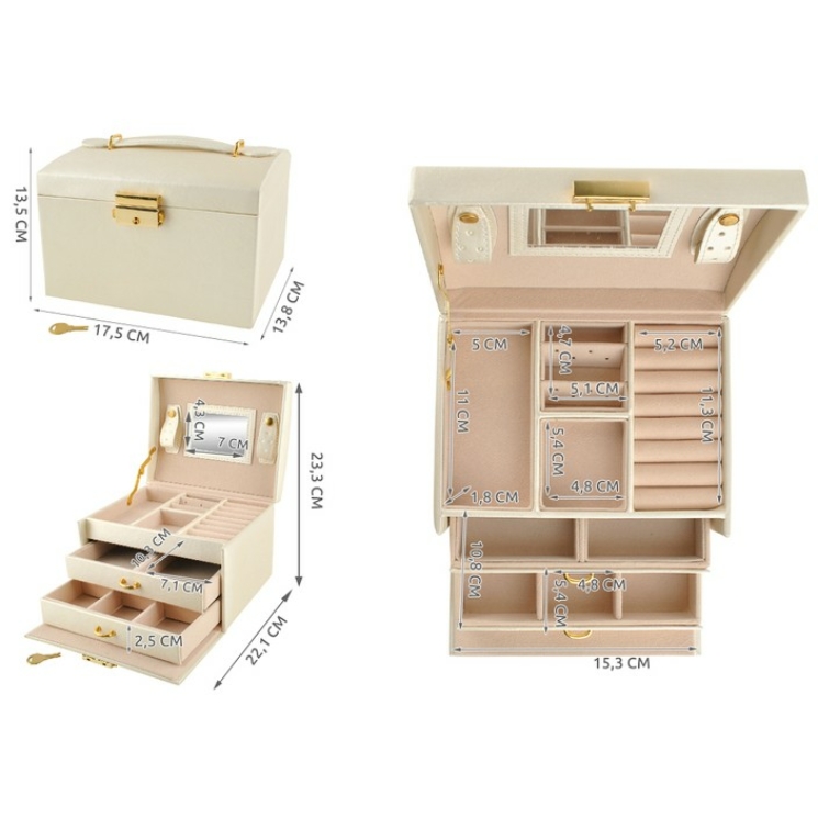 BEAUTYLUSHH 3 részes ékszerdoboz, bársony béléssel fekete színben