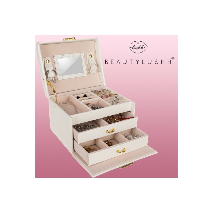 BEAUTYLUSHH 3 részes ékszerdoboz, bársony béléssel rose színben