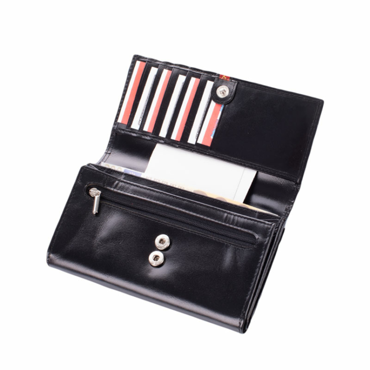 Sok kártyatartós valódi bőr pénztárca fekete színben díszdobozban