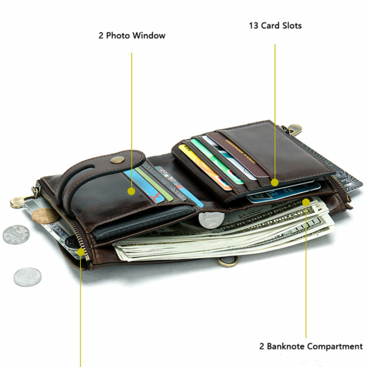 Valódi bőr elegáns férfi pénztárca sötétbarna színben