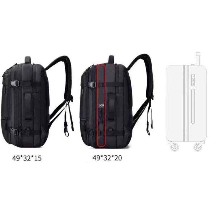 Vízálló fedélzeti méretű hátizsák USB töltővel bővíthető