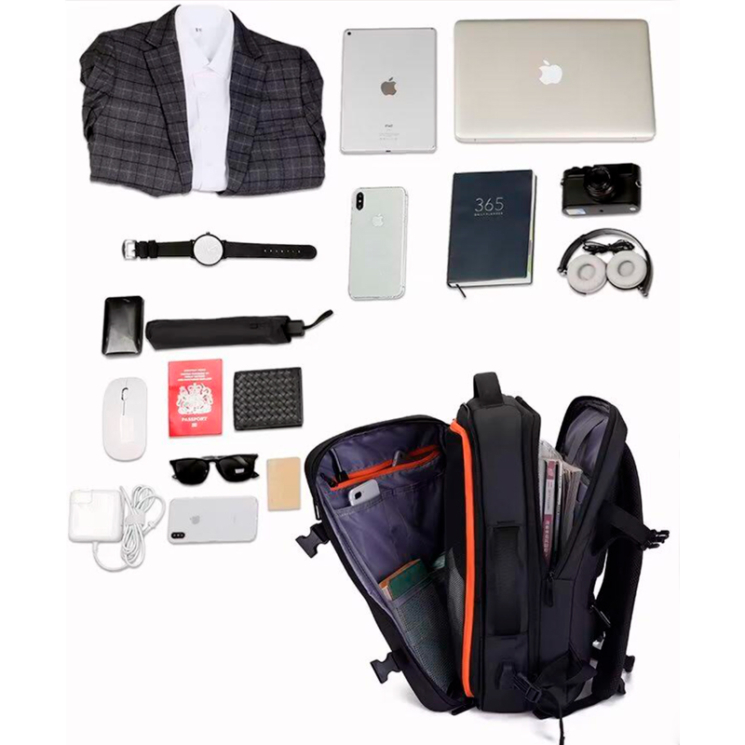Kabin méretű laptophátizsák USB csatlakozóval / bővíthető