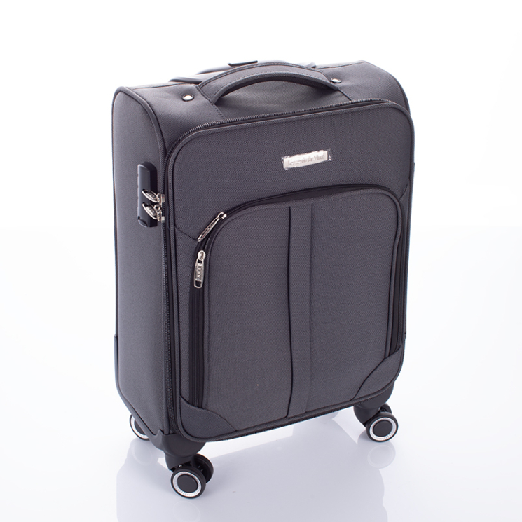 LEONARDO DA VINCI Bőrönd kabin méret szürke bővíthető